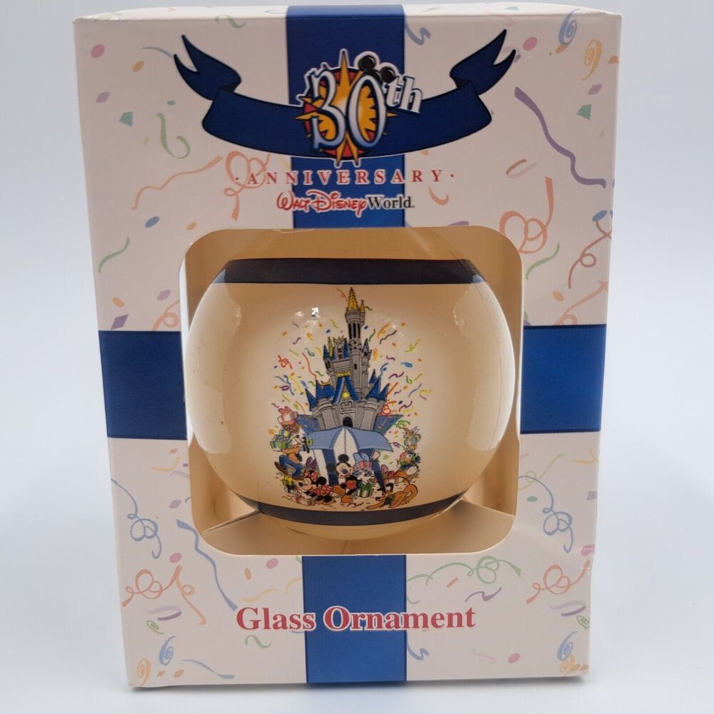 30th Anniversary Walt Disney World Glass Ornament